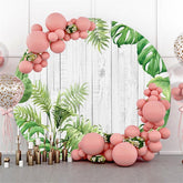 Runden Streifen Hölzern Und Blätter Glücklich Geburtstag Hintergrund